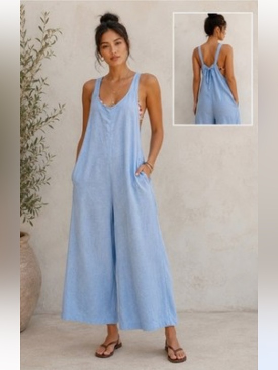 Haute Hippie Pants - Wide-Leg Linen Jumpsuit by Haute Hippie 🩵